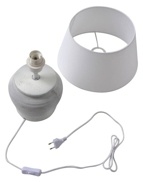 Lampa stołowa Aelith Lindby, biały / opal, salon / jadalnia, tkanina / materiał / jedwab, dworkowy / rustykalny