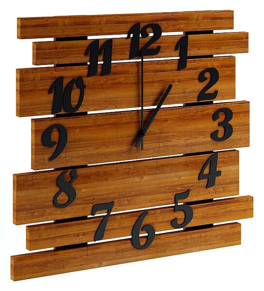 Drewniany zegar ścienny w kolorze orzecha - Samar