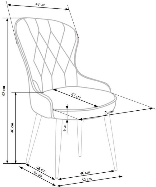 Komplet popielatych pikowanych krzeseł 4 szt. C9-F60