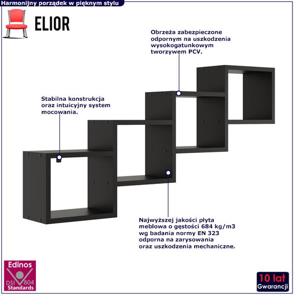 Czarna wisząca półka w stylu loft G3-T23