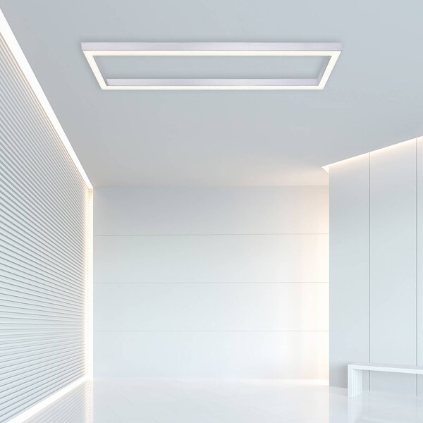 PURE Lampa sufitowa LED Lines Square, możliwość ściemniania, aluminiowy / szary / cynkowy, salon / jadalnia, metal, nowoczesny