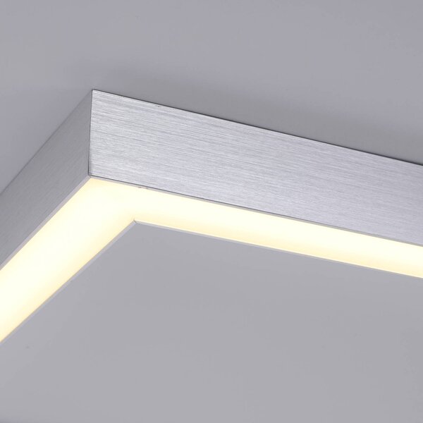 PURE Lampa sufitowa LED Lines Square, możliwość ściemniania, aluminiowy / szary / cynkowy, salon / jadalnia, metal, nowoczesny