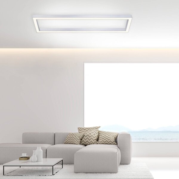 PURE Lampa sufitowa LED Lines Square, możliwość ściemniania, aluminiowy / szary / cynkowy, salon / jadalnia, metal, nowoczesny