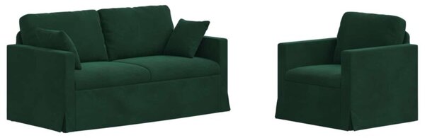 Modularna sofa aksamitna w ciemnej zieleni z czarnymi akcentami