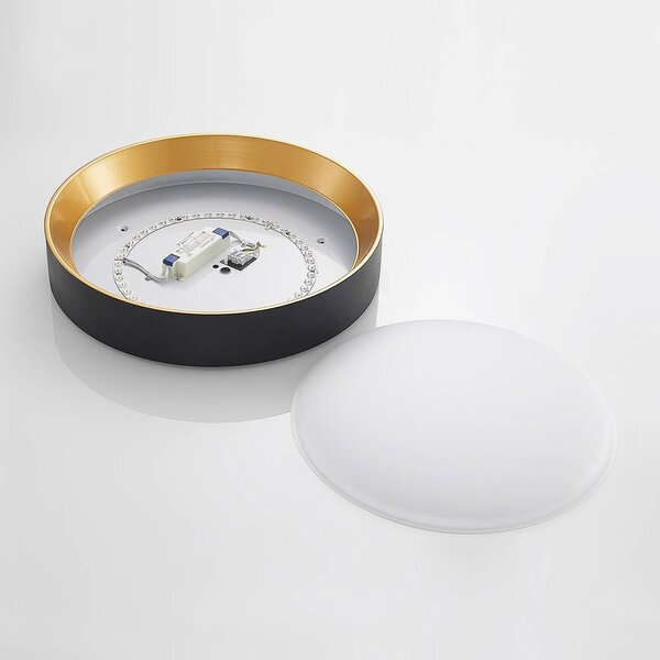 Lampa sufitowa LED Kambia Lindby, czarny, salon / jadalnia, aluminium, nowoczesny