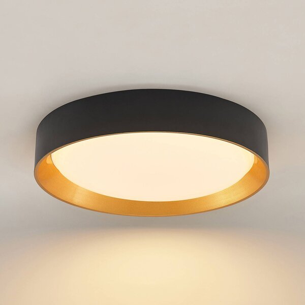 Lampa sufitowa LED Kambia Lindby, czarny, salon / jadalnia, aluminium, nowoczesny