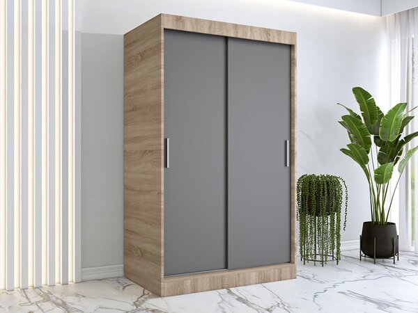 Szafa przesuwna dąb sonoma + antracyt 120 cm A4-F21