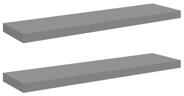 Półki ścienne, 2 szt, wysoki połysk, szare, 90x23,5x3,8 cm, mdf