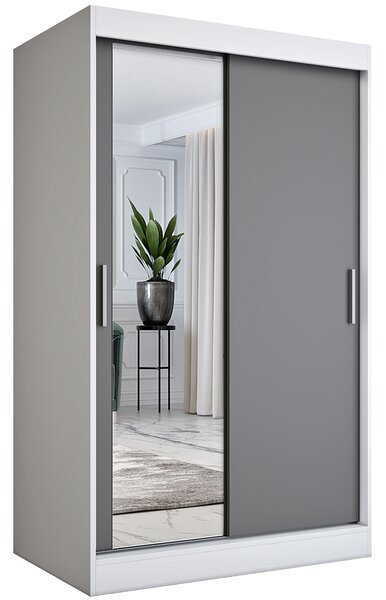 Przesuwna szafa w kolorze biel + antracyt T2-F85