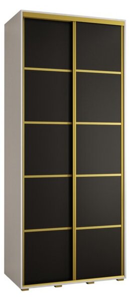Szafa przesuwna wysoka Davos 4 120, gł. 45 cm biały + czarny + złoty