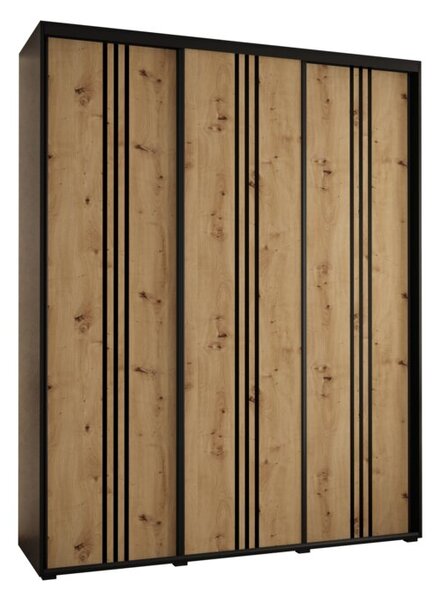 Szafa przesuwna wysoka Davos 6 190, gł. 60 cm czarny + artisan + czarny