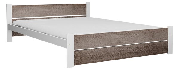 Łóżko IKAROS DOUBLE 160 x 200 cm, biały/dąb truflowy Stelaż: Ze stelażem listwowym rolowanym elastycznym, Materac: Bez materaca