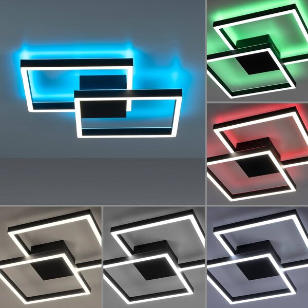 Q-Smart-Home Inteligentna lampa sufitowa Q-MARKO, możliwość ściemniania, czarny, salon / jadalnia, aluminium, nowoczesny
