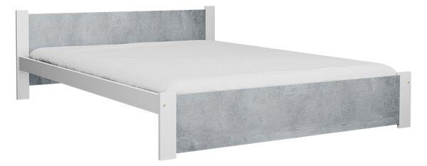 Łóżko IKAROS 180 x 200 cm, beton/biel Stelaż: Ze stelażem listwowym rolowanym elastycznym, Materac: Bez materaca