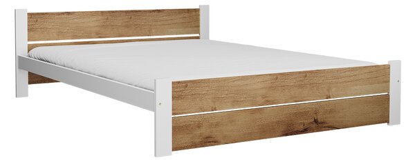 Łóżko IKAROS DOUBLE 120 x 200 cm, dąb artisan/biały Stelaż: Ze stelażem listwowym rolowanym elastycznym, Materac: Bez materaca