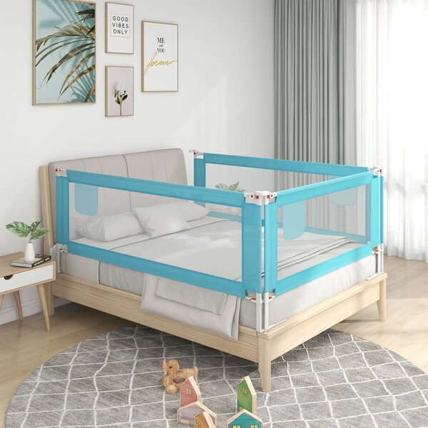 Barierka do łóżeczka dziecięcego, niebieska, 120x25 cm, tkanina