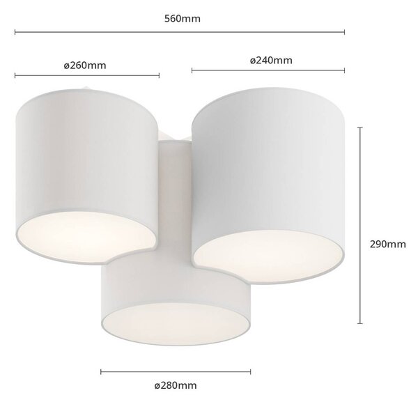 Lampa sufitowa Mona TK Lighting, możliwość ściemniania, biały / opal, sypialnia, tkanina / materiał / jedwab, nowoczesny