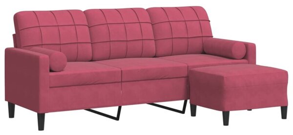 Sofa 3-osobowa z podnÃ³Å¼kiem winna czerwieÅ 180 cm, aksamit