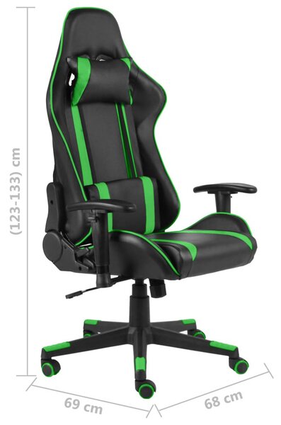 Czarno-zielony obrotowy fotel do grania R8-P21