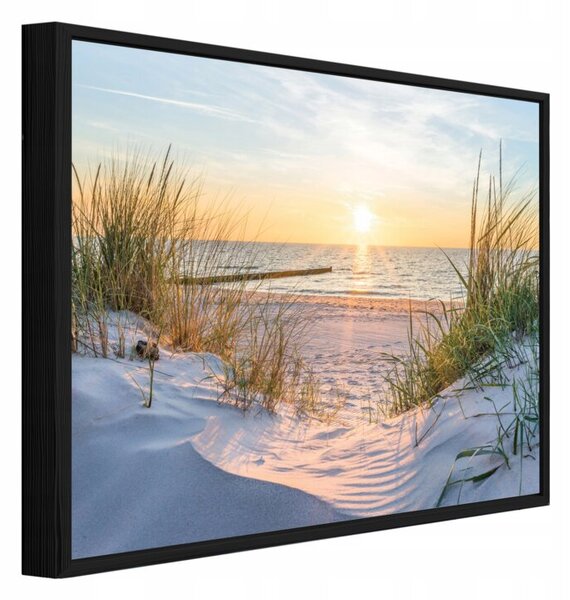 Obraz W Ramie Na Płótnie Plaża Beżowy Do Sypialni Salonu 100x70