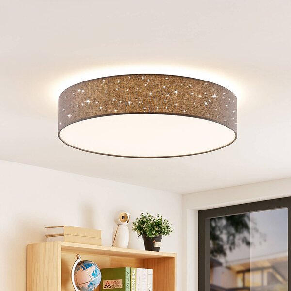 Lindby Lampa sufitowa LED Ellamina, możliwość ściemniania, czarny, salon / jadalnia, tkanina / materiał / jedwab, nowoczesny