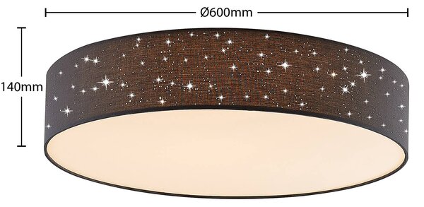 Lindby Lampa sufitowa LED Ellamina, możliwość ściemniania, czarny, salon / jadalnia, tkanina / materiał / jedwab, nowoczesny