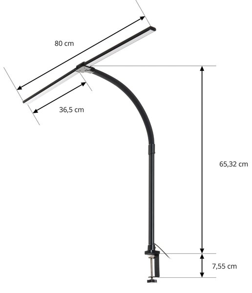 Lampa z klipsem Lindby LED Nilay, wysokość 97,5 cm, CCT, biuro domowe