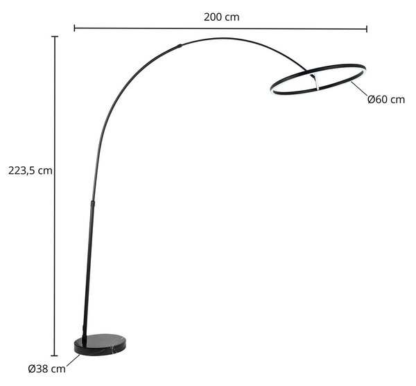 Lampa łukowa - lampa stojąca Virvera Lucande, czarny, salon / jadalnia, aluminium, nowoczesny