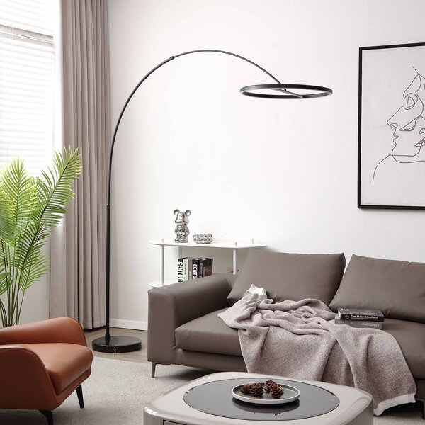 Lampa łukowa - lampa stojąca Virvera Lucande, czarny, salon / jadalnia, aluminium, nowoczesny