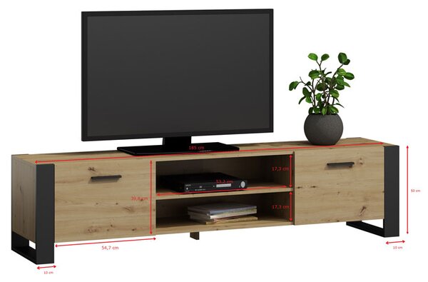 Nowoczesna szafka RTV dąb artisan 185 cm M6-A03