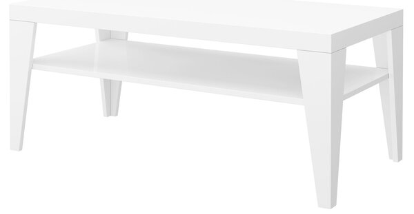 Biała prostokątna minimalistyczna ława z półką - Muna 3X