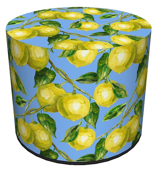 Niebiesko-żółta okrągła pufa dekoracyjna młodzieżowa - Atola