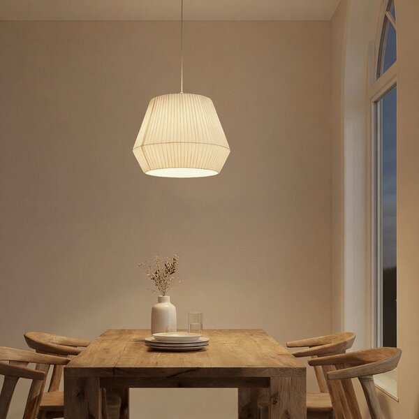 Lampa Sufitowa Lindby, Vitore, ściemnialny, biały, salon, tkanina | tekstylia, skandynawski