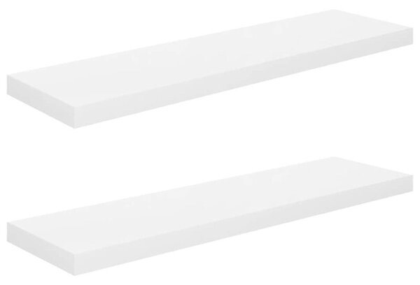 Półki ścienne, 2 szt, wysoki połysk, białe, 90x23,5x3,8 cm, mdf