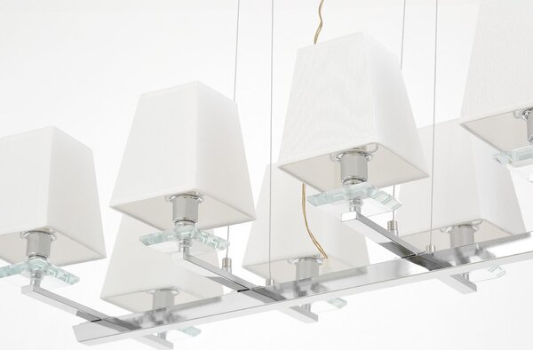 NOWOCZESNA LAMPA WISZĄCA BIAŁO-CHROMOWANA RAVERA