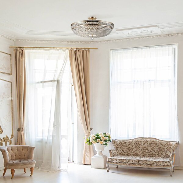 Maytoni Lampa sufitowa kryształowa Ottilia, możliwość ściemniania, mosiężny / złoty, salon / jadalnia, metal, antyczny