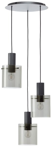 Nowoczesna lampa sufitowa z trzema ryflowanymi kloszami