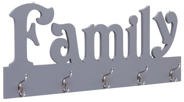 Wieszak ścienny na płaszcze family, szary, 74 x 29,5 cm