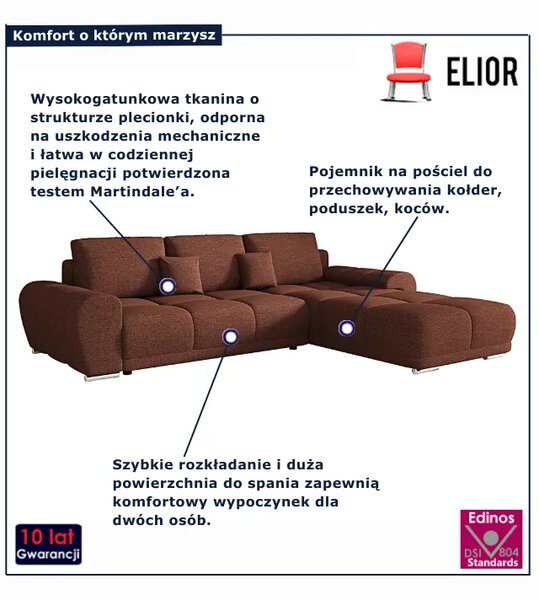 Rozkładany narożnik w kolorze ceglastym R0-C17