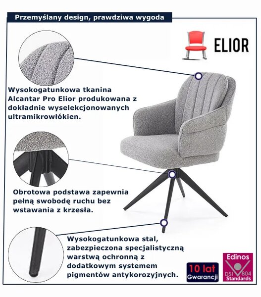 Pikowane szare krzesło nowoczesne D9-L83