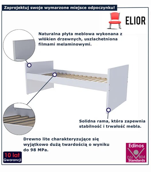 Białe klasyczne modułowe łóżko bazowe E2-L14