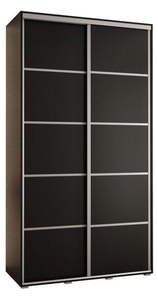 Szafa przesuwna wysoka Davos 4 130, gł. 45 cm czarny + czarny + srebrny