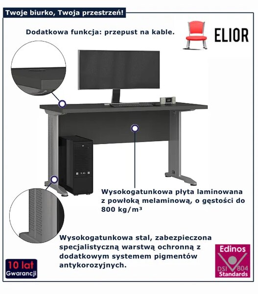 Szare biurko komputerowe H6-T03