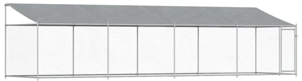 Klatka dla psa, z dachem i drzwiami, szara, 8x2x2 m, stal