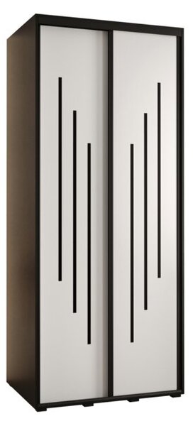 Szafa przesuwna wysoka Davos 8 100, gł. 45 cm czarny + biały + czarny