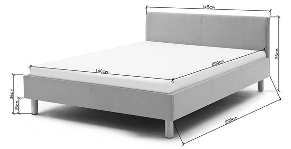 Jasnoszare tapicerowane łóżko dwuosobowe bez stelaża 140x200 cm Lena – Meise Möbel