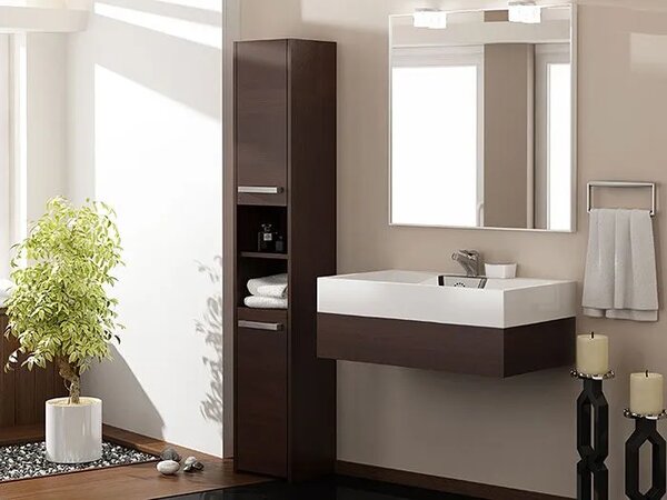 Wąski słupek łazienkowy Boleris 2X - wenge