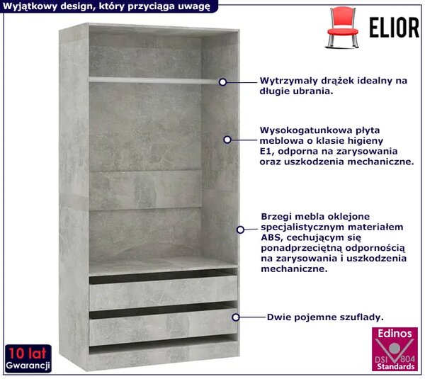 Minimalistyczna szafa bez drzwiczek beton H6-T05