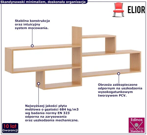 Minimalistyczna półka wisząca w kolorze buk E1-E40