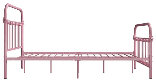 Różowe minimalistyczne łóżko metalowe 100x200 cm S4-T73